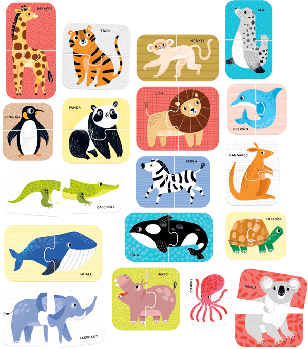 Pairs Wild Animals (36 Piezas, 18 Puzzles)