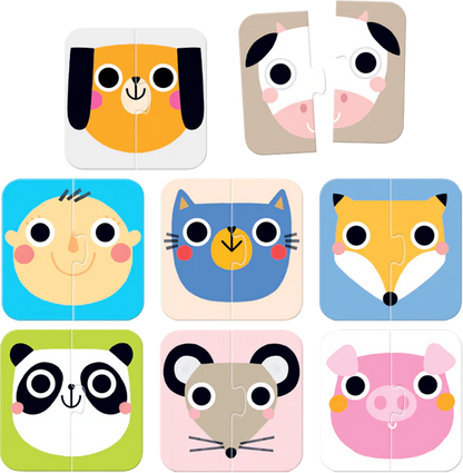 On-The-Go Halves Faces Puzzle (16 Piezas, 8 puzzles)