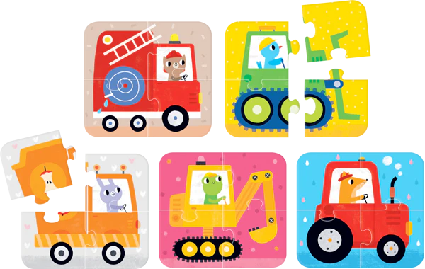 On-The-Go Vehicles (20 Piezas, 5 Puzzles)