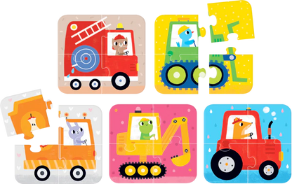 On-The-Go Vehicles (20 Piezas, 5 Puzzles)