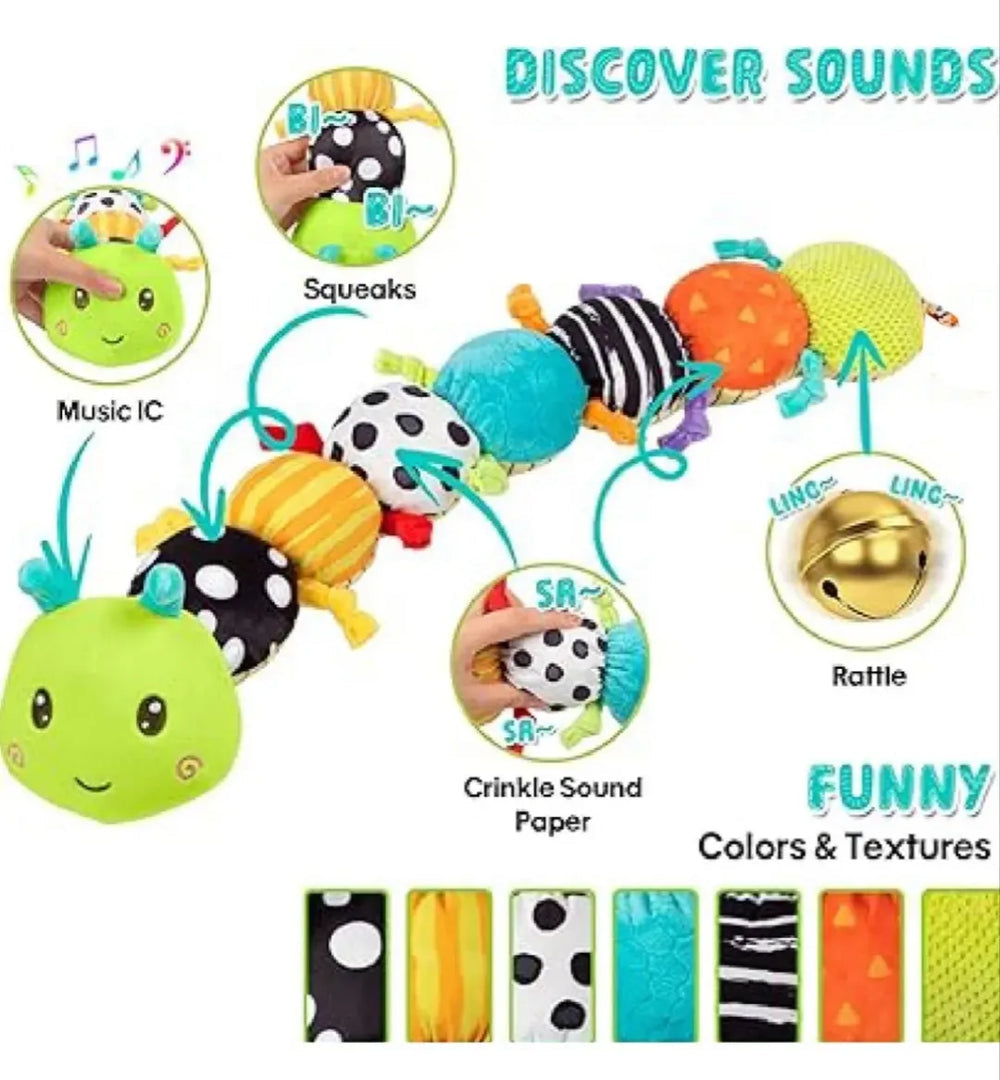 Oruga peluche sonajero musical